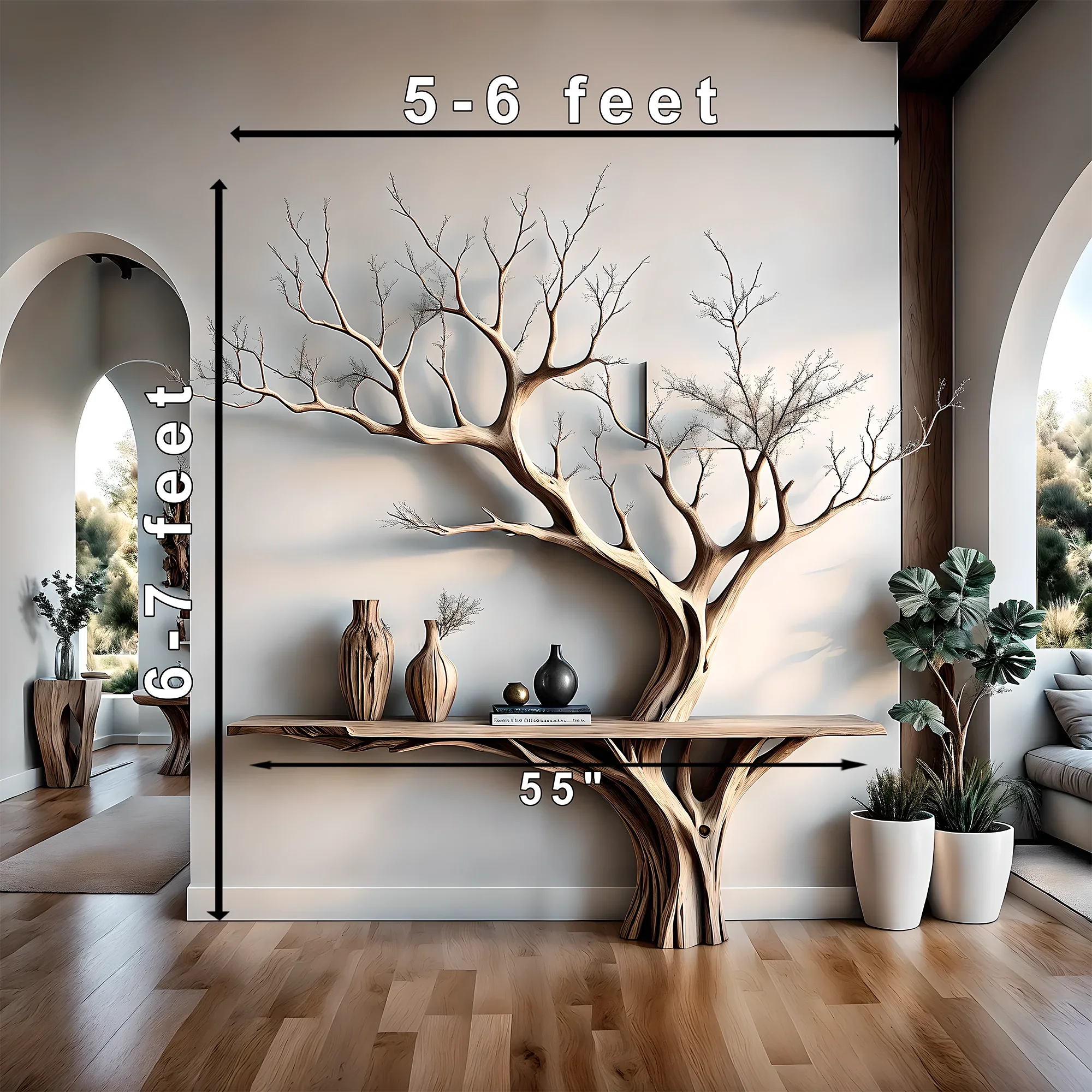 Tree-shaped desk. console table, home decoration table