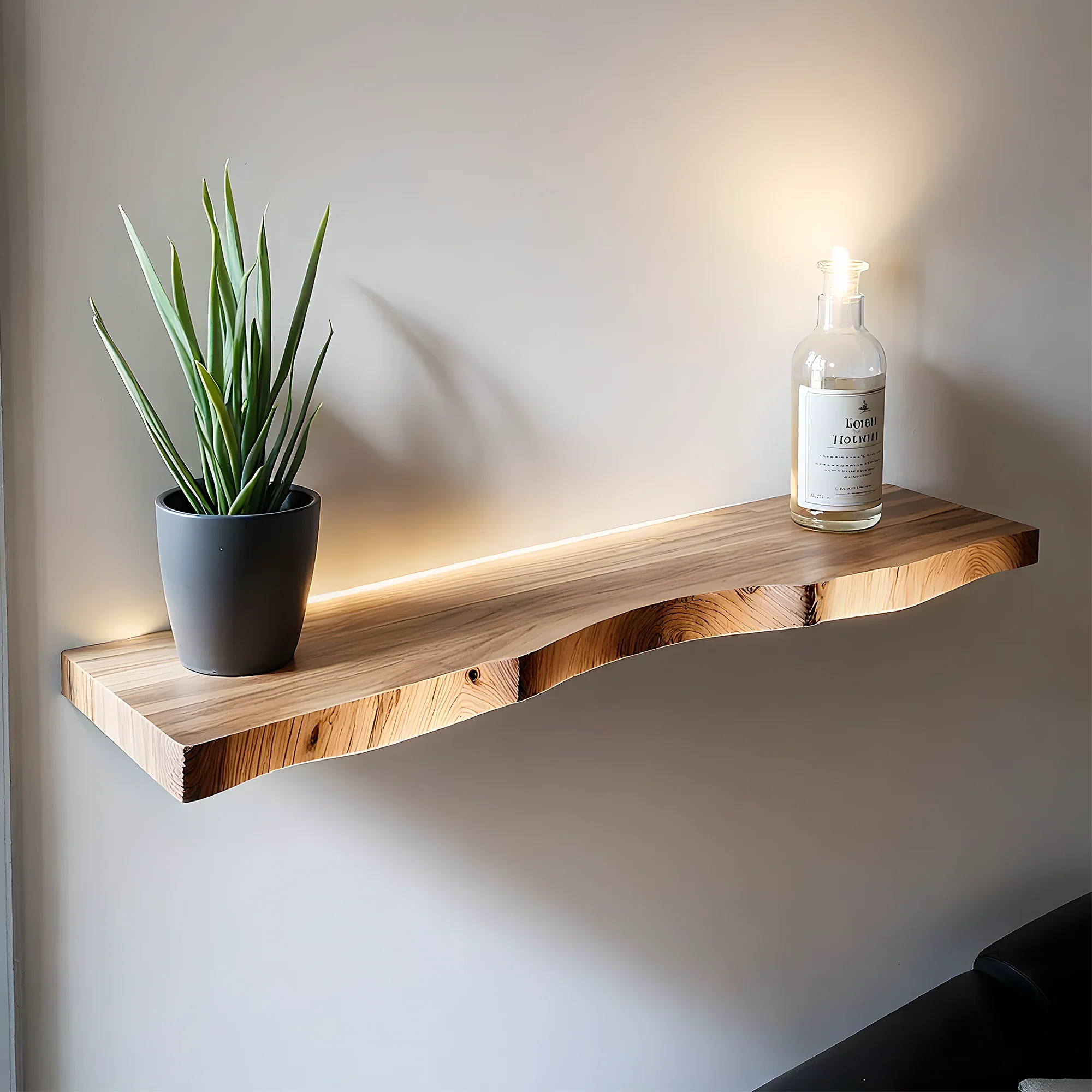 Floating wood shelf live edge wall mounted wood floating shelves for wall decor.