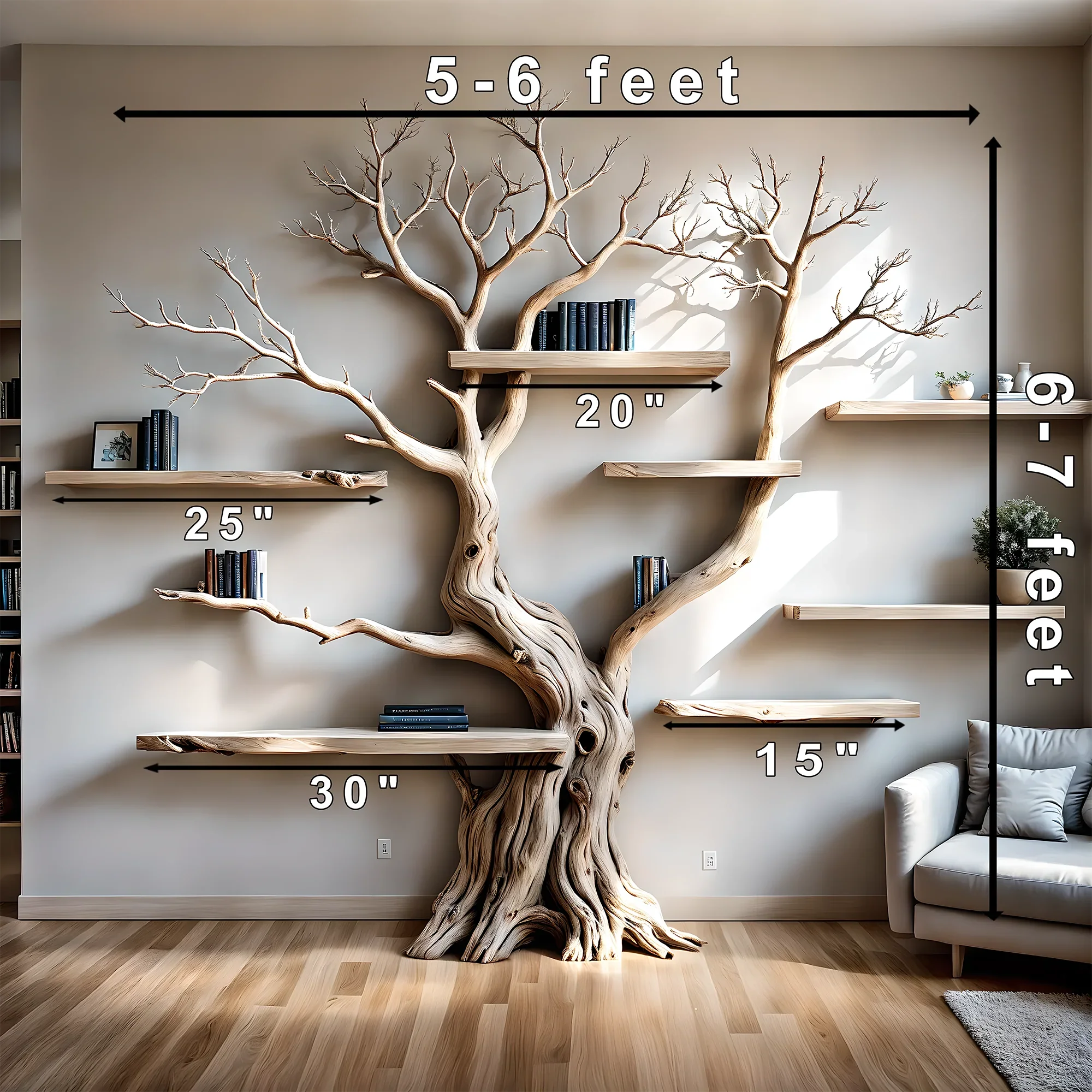 Bookshelf shaped like old trees, perennial trees, bookshelf for home decoration