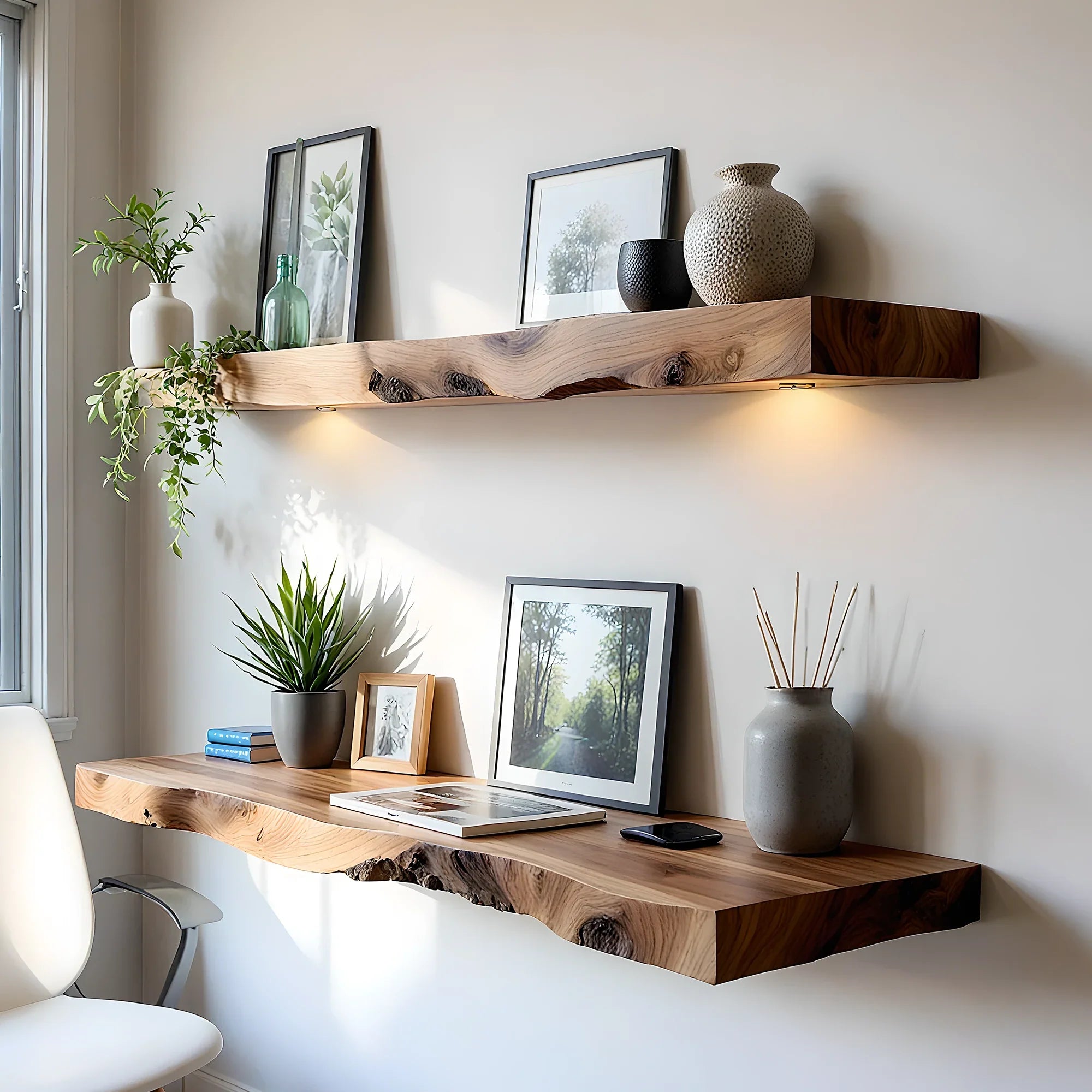 Corner shelf living next to wall natural floating shelves rustic floating living next to christmas decorations housewarming gifts.