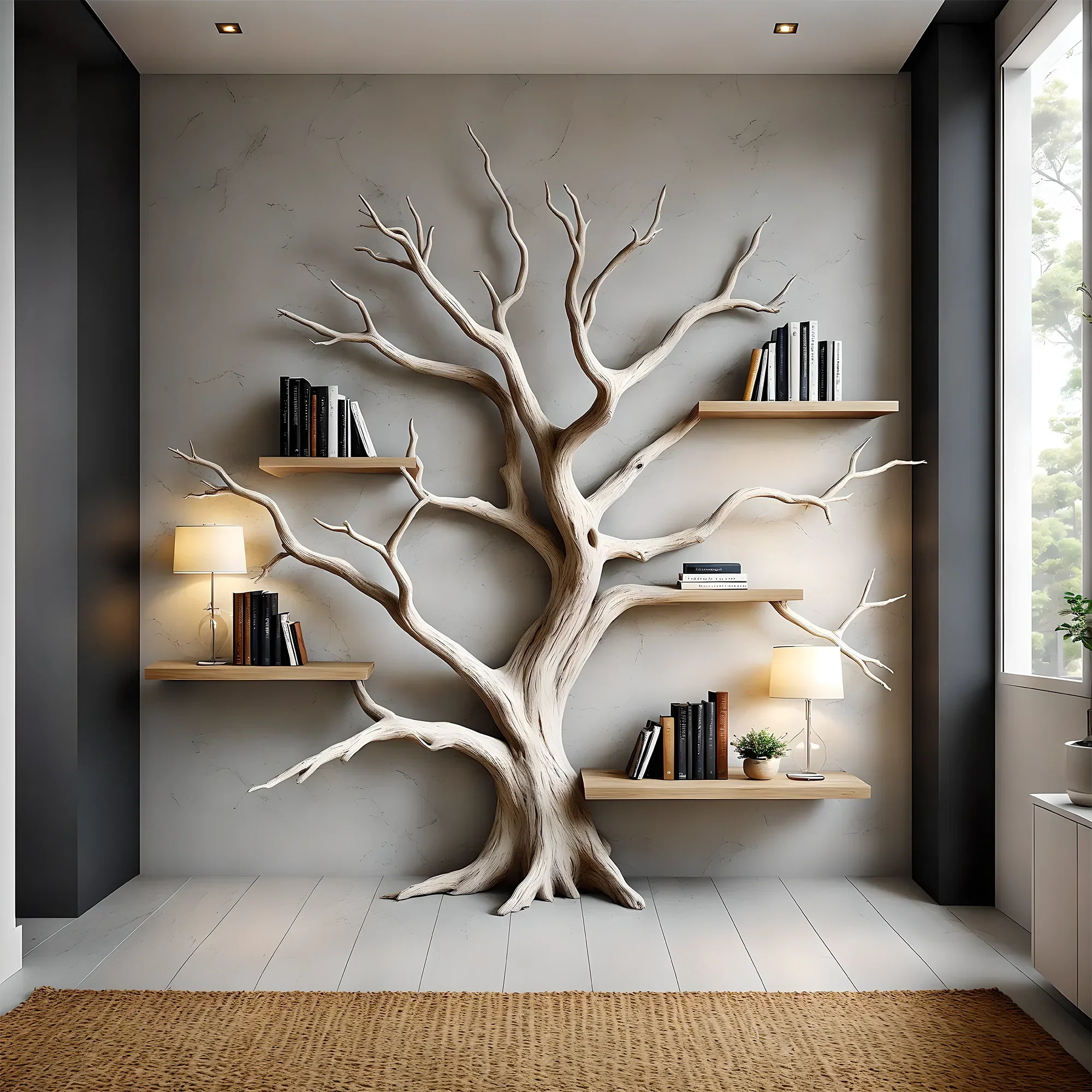 Bookshelf shaped like an old tree, bookshelf for home decoration