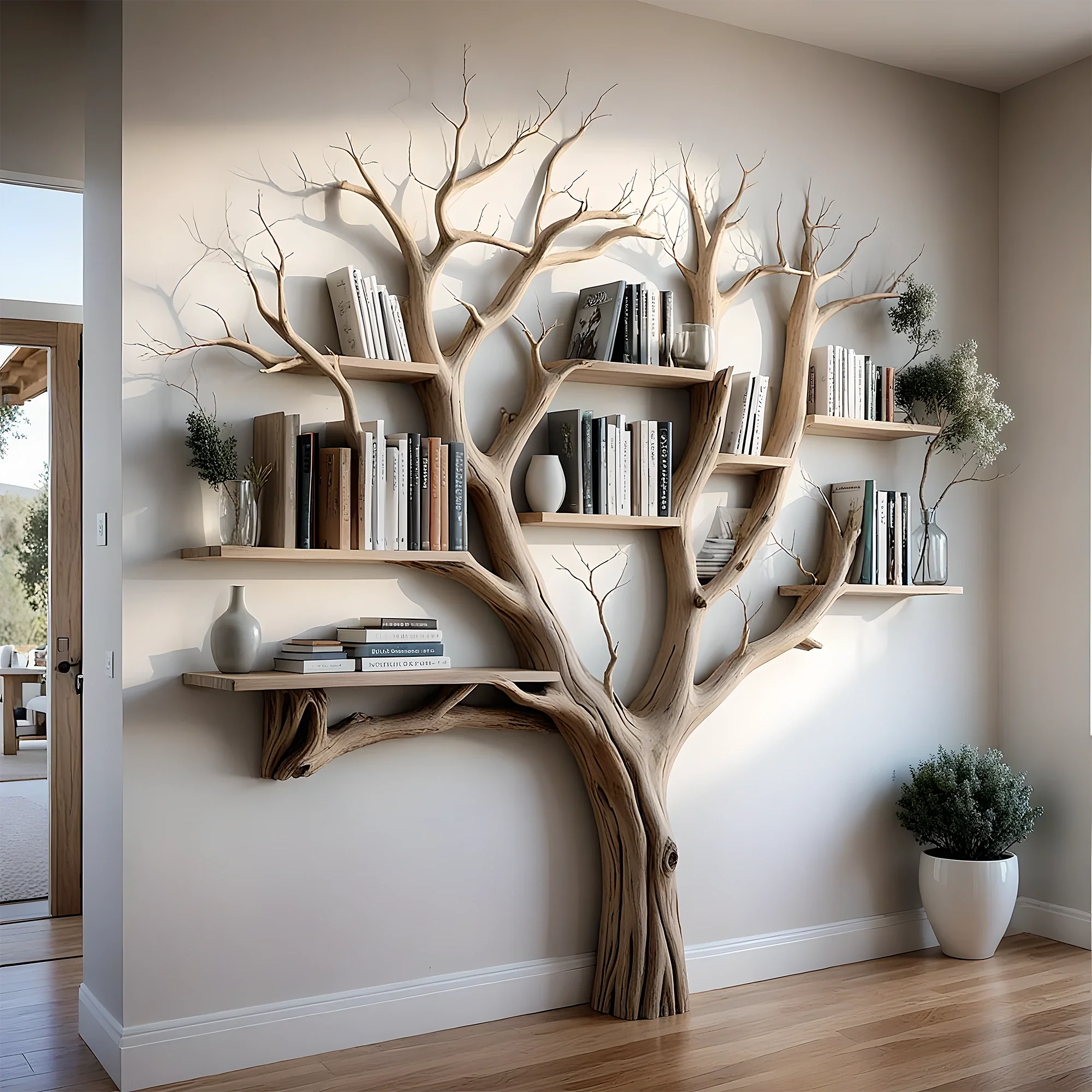 Tree branch shelves live edge wall mount floating bookshelf tree bookshelf corner shelf driftwood decor.