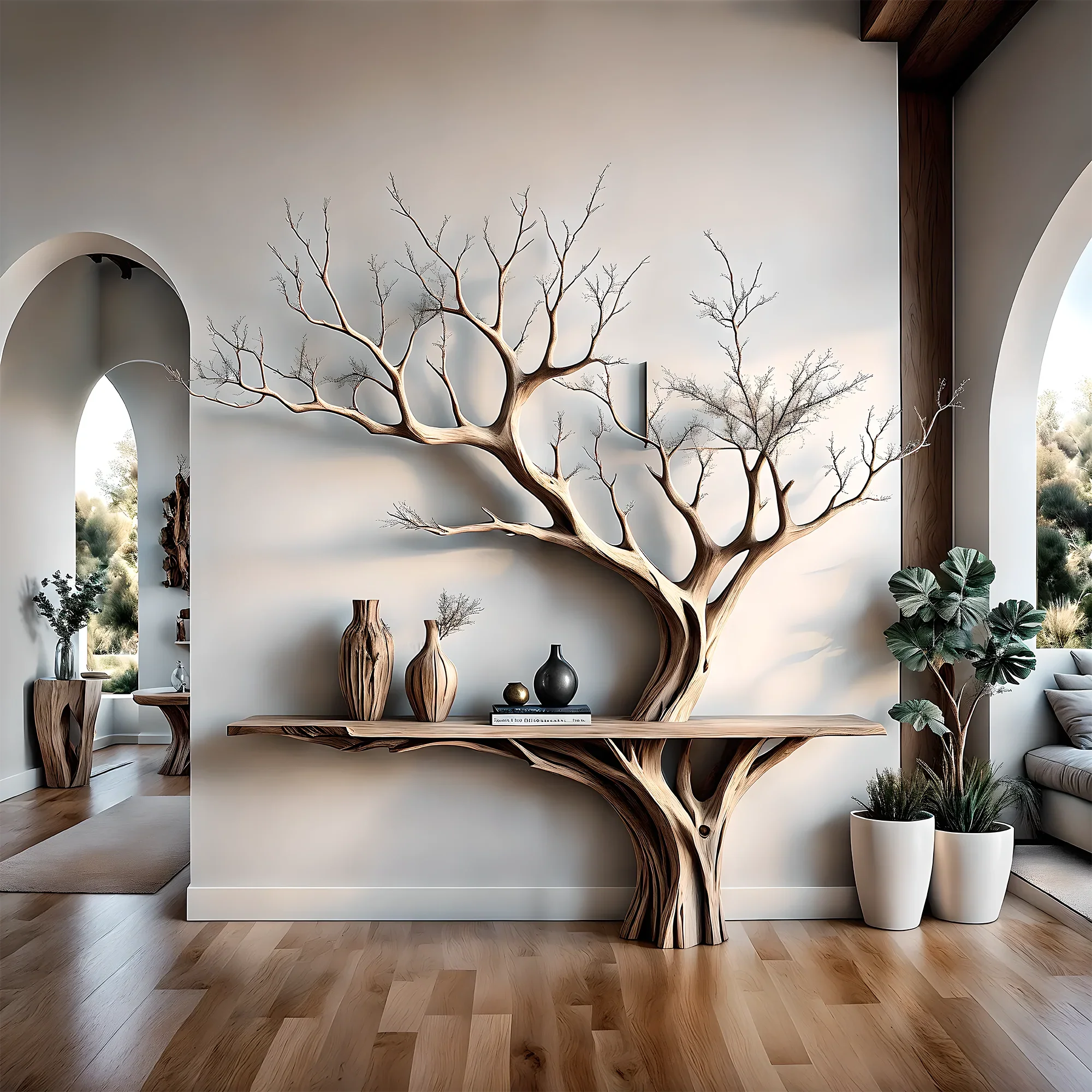 Tree-shaped desk. console table, home decoration table