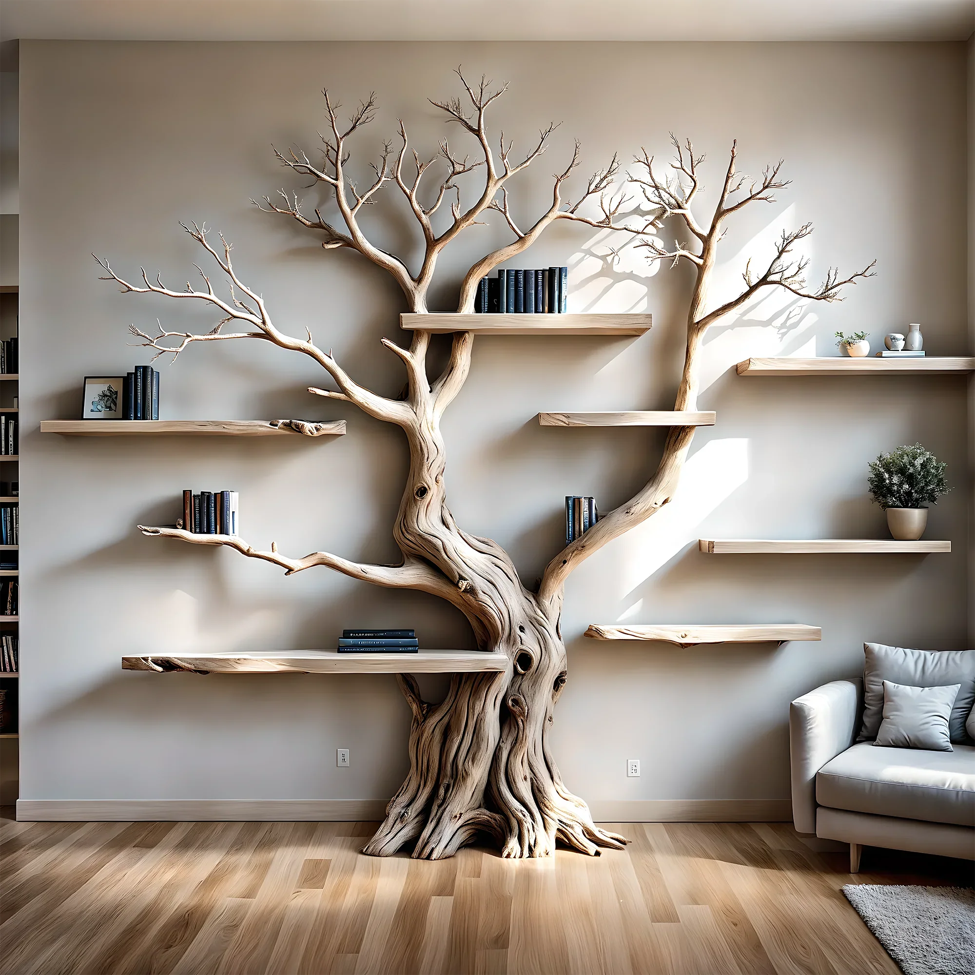 Bookshelf shaped like old trees, perennial trees, bookshelf for home decoration