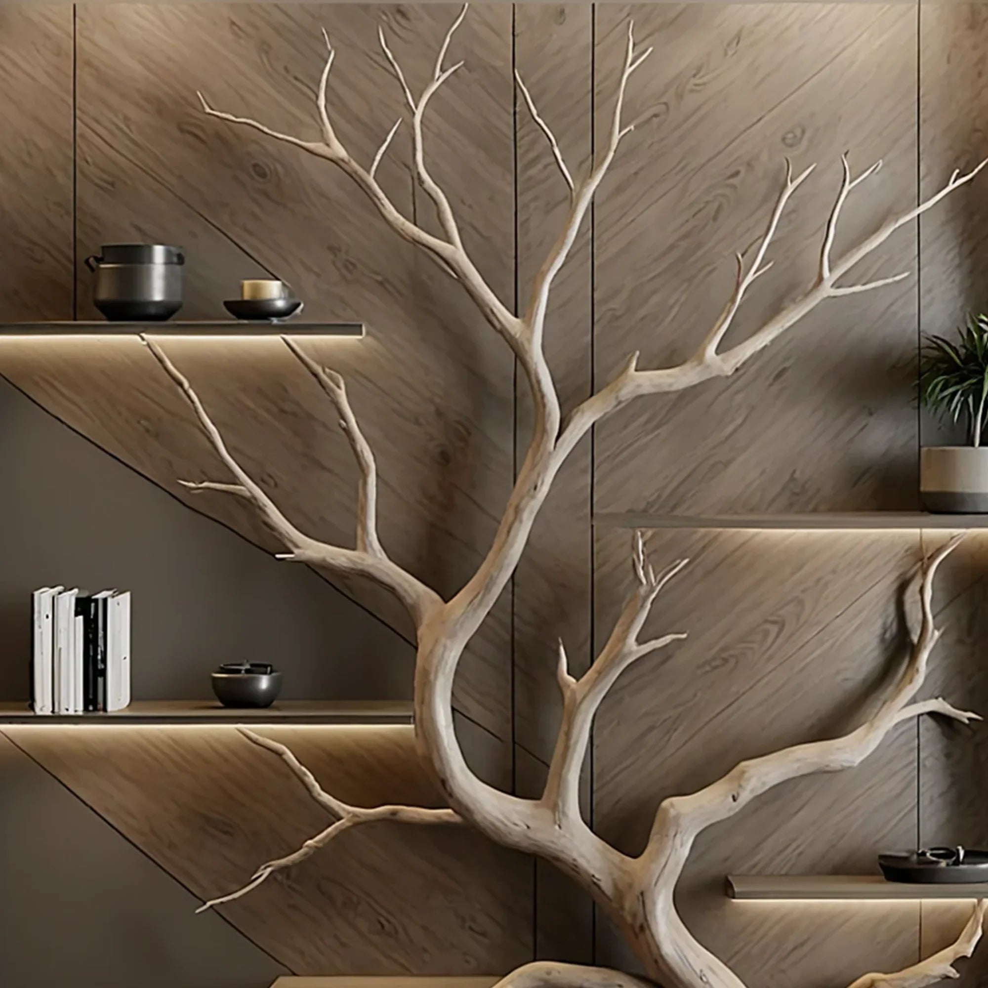 Tree branch bookshelf custom size shelf solid wood live edge floating corner wall shelf unique bookcase housewarming gift