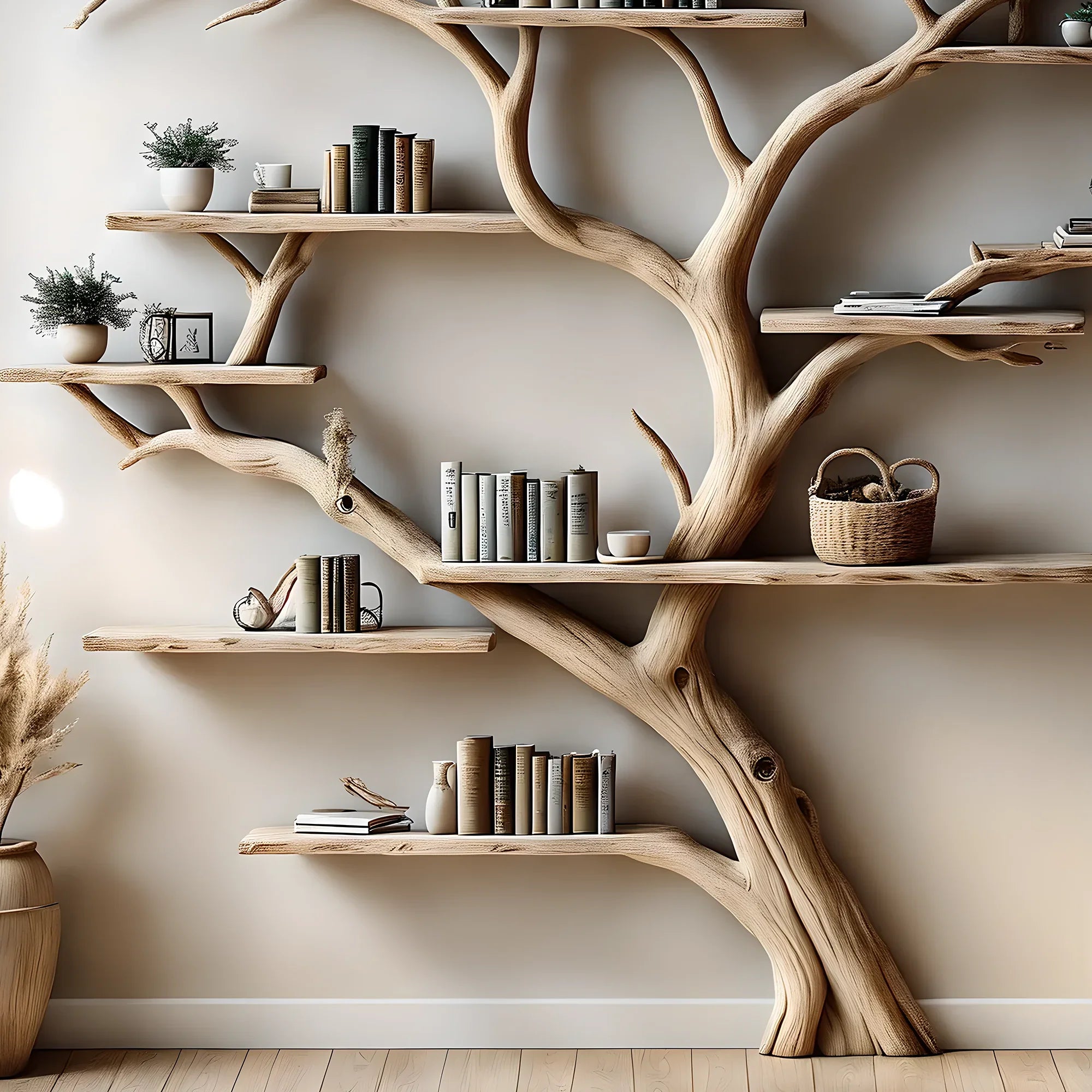 Bookshelf, Bookcase, Tree bookcase, Wooden bookshelf, Wall-mounted bookcase, Wooden bookshelf