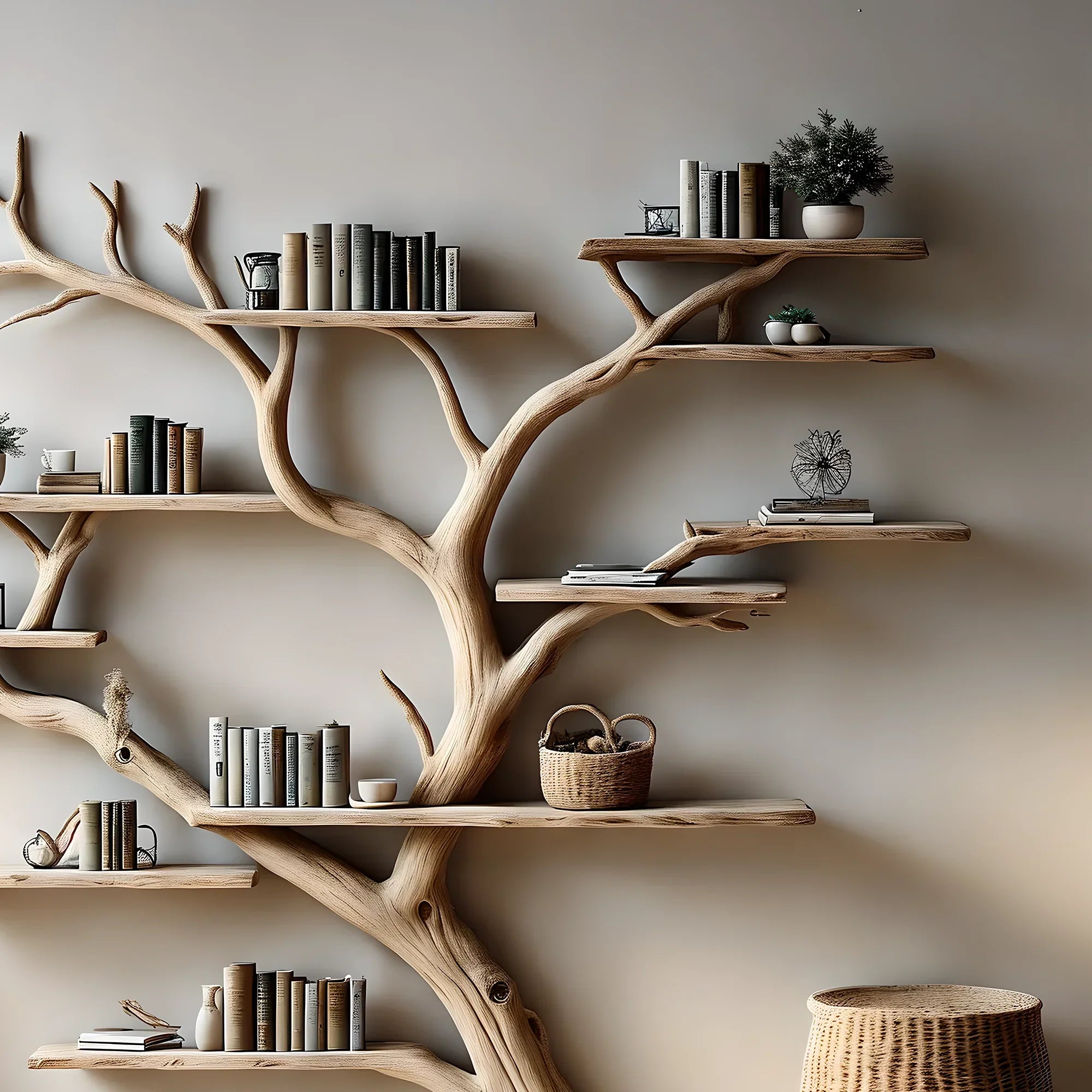 Bookshelf, Bookcase, Tree bookcase, Wooden bookshelf, Wall-mounted bookcase, Wooden bookshelf