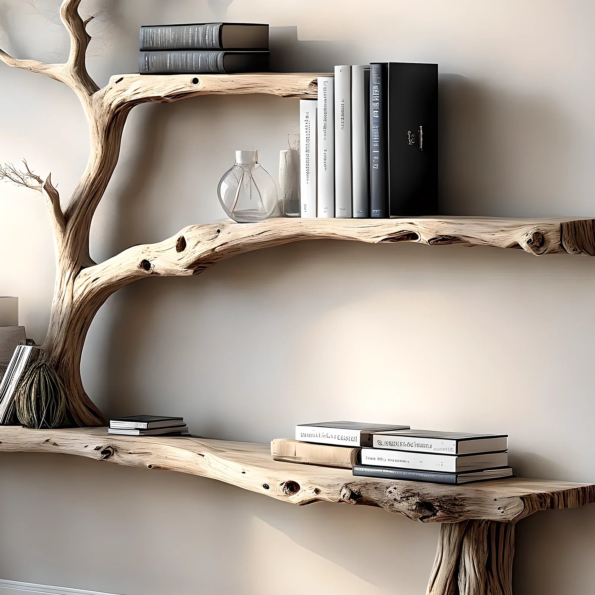 console table reading table with tree shaped bookshelf