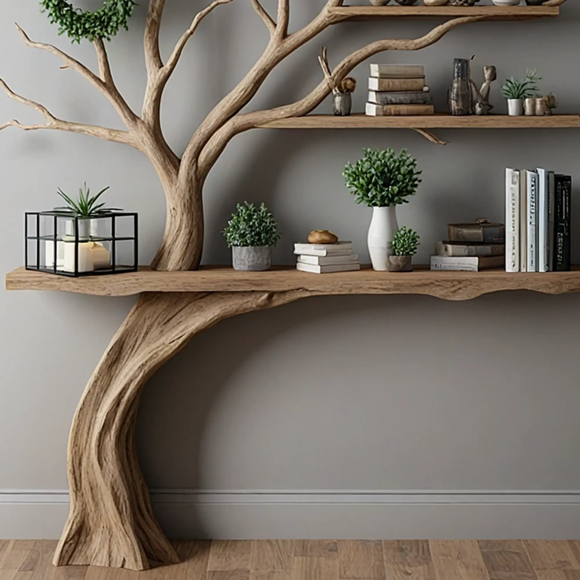 Tree branch montessori bookshelf mid century bookcase wall mount bookshelf corner bookcase christmas decor.